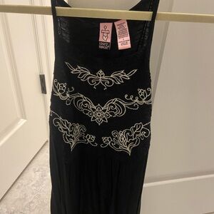 Black Top with White Embroidery